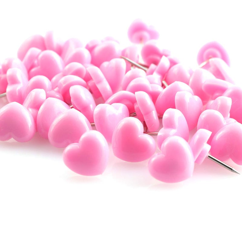 Lind Kitchen 100pcs Heart Shape Push Pins for Home School Office Notice Board Cork Board,Cute Thumbtacks Tacks Decorative Pushpins Accessories Supplies Pink - Image 3
